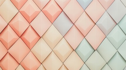 Background in muted pastel tones, incorporating a repeating diamond pattern to evoke elegance and simplicity
