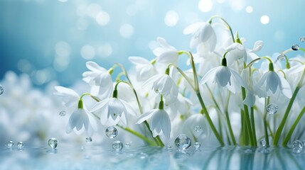 Sunlit Delicate Snowdrops: A Hint of Spring AI Generated