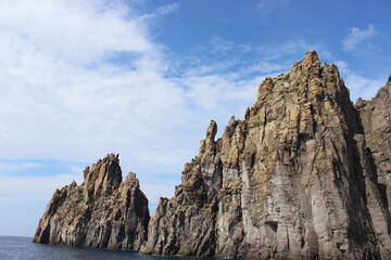 lagoon close to sicily and stone cliff