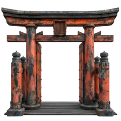 Gordijnen torii gate isolated on transparent background ,Chinese temple gate, generative ai © Leo