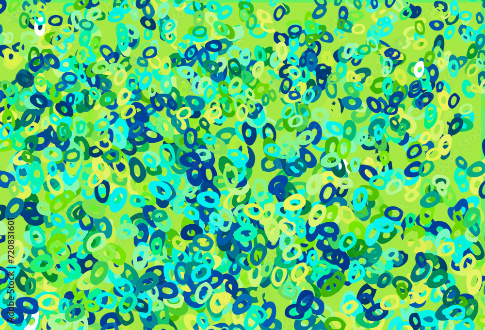 Poster light blue, yellow vector pattern with spheres.