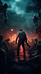 Dark Cinematic Zombie Apocalypse Background Generative AI