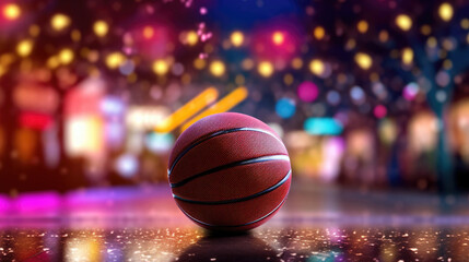 Basketball ball with bokeh effect