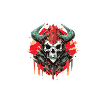 Skull Warrior art illustration vector