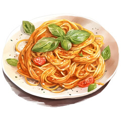 simple clip art of spaghetti,watercolor illustration