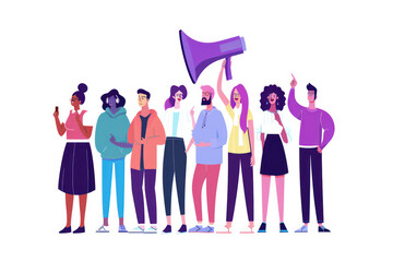 group of people with a megaphone
