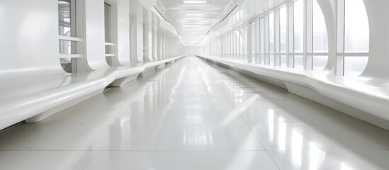 White Public Seat on the Floor: A Unique Perspective of Public Seating Amidst a White and Clean Floor