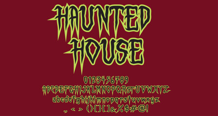 haunted house font halloween Coloring text effect Alphabet Alphabet creepy retro display font lettering handwritten.