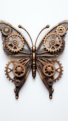 Rusted Gear Butterfly 3D Model on White Generative AI