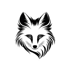 Obraz premium Fox Head Icon, Minimal Coyote Portrait, Vulpes Face Silhouette, Polar Fox Icon