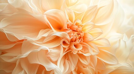 The delicate petals of a peach dahlia plant capture the beauty and intricacy of nature in a single, breathtaking close-up