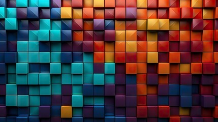 Seamless texture of colorful cubes in the form of square tiles Generative AI