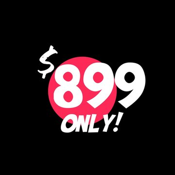 Sale $ 899 Dollars Only Offer Badge Sticker Design in Flat Style. Price tag. 