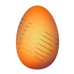 Easter illustration. Orange egg with gold decoration. Isolated on white background.