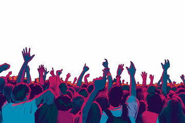 crowd at a concert isolated on white