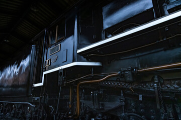 黒い金属のパーツで出来ている丈夫そうな蒸気機関車