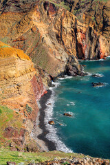 Stony beach on the Ponta de São Lourenço (tip of St Lawrence) at the easternmost point of Madeira...
