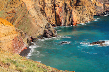 Stony beach on the Ponta de São Lourenço (tip of St Lawrence) at the easternmost point of Madeira...