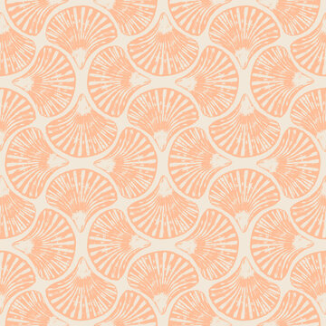 Art deco style abstract watercolor sea shells geometric forms seamless pattern