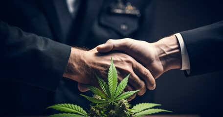 handshake drug herb, drug deal, corruption drugs, deal cannabis - obrazy, fototapety, plakaty