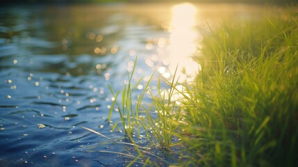 grass and sunlight water, natural retro style background