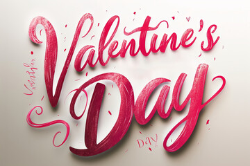 The image features a simple, bold "Valentine's Day" sign in a cheerful, heart-filled font. The background is a soft, romantic blush color, enhancing the theme of love and celebration.
