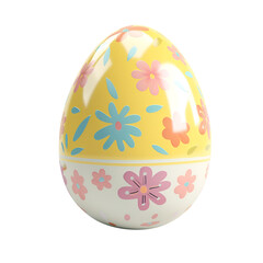 Easter Egg in 3D Render: A Cartoon Painted Illustration, Isolated on Transparent Background, PNG