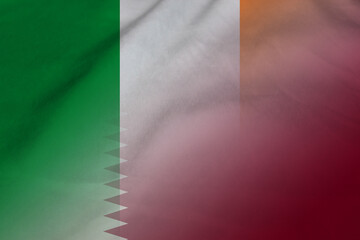 Ireland and Qatar state flag international negotiation QAT IRL