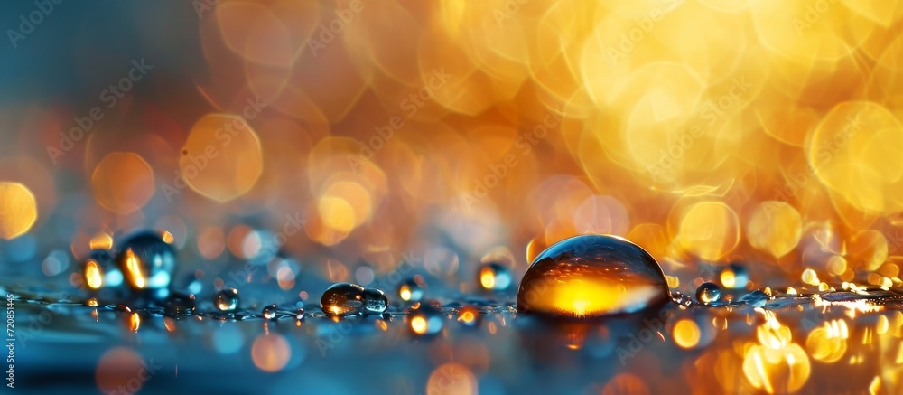 Poster captivating macro photo of gentle and reflective water droplets