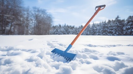 snow shovel in the snow