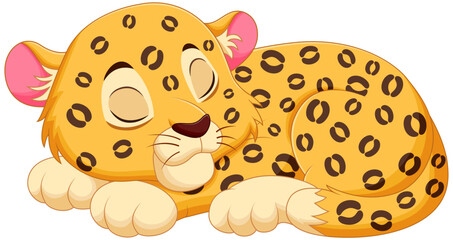 Cute Leopard Cartoon Sleeping Vector Illustration. Animal Nature Icon Concept Isolated Premium Vector © bahtiarmaulana