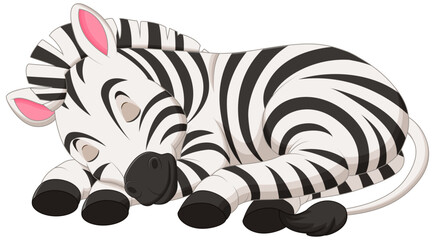 Cute Zebra Cartoon Sleeping Vector Illustration. Animal Nature Icon Concept Isolated Premium Vector