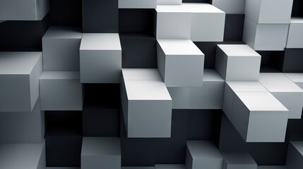 Black and white abstract background with cubes. 3d render illustration. Generative AI