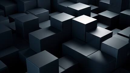 Abstract 3d rendering of chaotic black and white cubes. Futuristic background. Generative AI