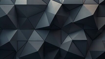 Abstract 3d rendering of polygonal black and gray background. Generative AI