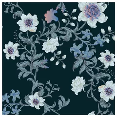 Behang seamless pattern print textile floral design art fabric illustration © Rian