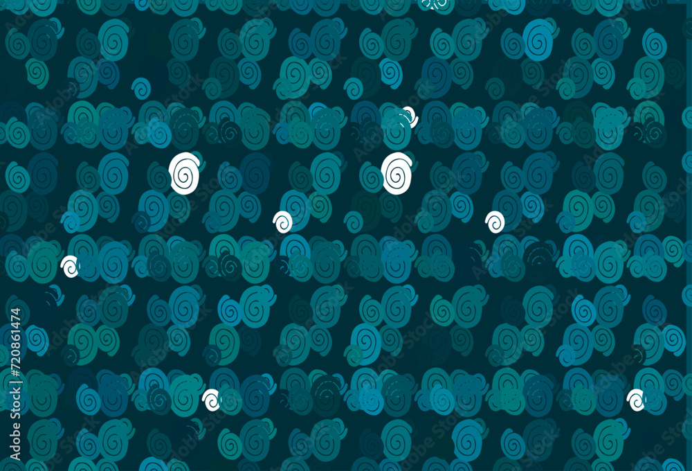 Poster light blue vector pattern with lines, ovals.
