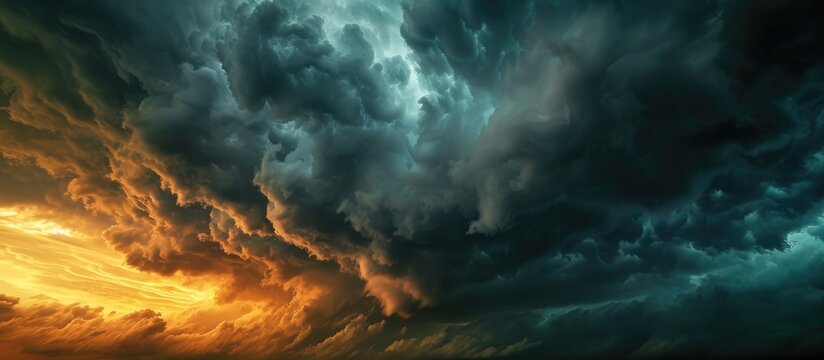 Resembling a Chinese dragon, fierce storm clouds roll in.