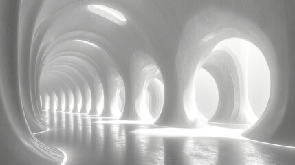 3D rendering white corridor