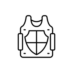 Body armor outline icons, minimalist vector illustration ,simple transparent graphic element .Isolated on white background
