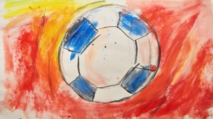 Rough Crayon Drawing of Soccer Ball by Toddler Generative AI