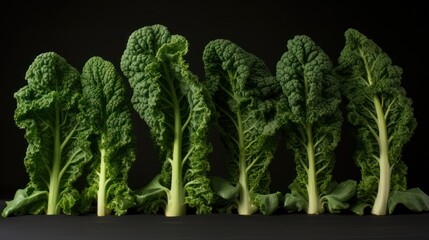 A Row of Kale Leaves AI Generated