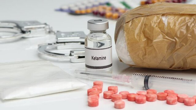 Ketamine in a vial, narcotics are dangerous to health or brain nervous system