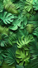 Fototapeta premium Tropical leaves made of paper.
