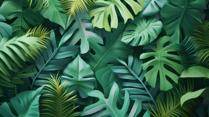 Tropical leaves made of paper.