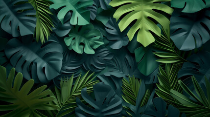 Tropical leaves made of paper.