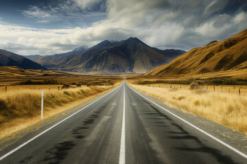 Road through mountains.
