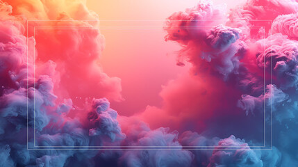 Creative Graphic Design Abstract Background - Pink & Blue cloud with frame and copy space