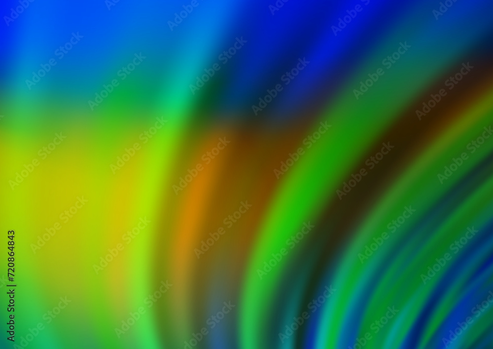 Poster dark blue, yellow vector pattern with curved circles. modern gradient abstract illustration with ban
