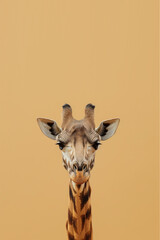 Obraz premium giraffe head on golden yellow background 